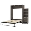 Bestar Cielo Queen Murphy Bed with Floating Shelves (85W), Bark Grey & White 80887-47